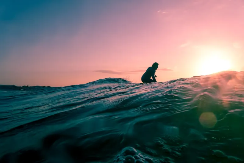 Sunset surf session in Kuta Beach